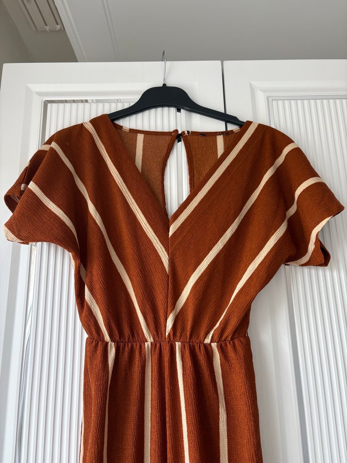 Bohem V Yaka Kahverengi Uzun Tulum - Görsel 2