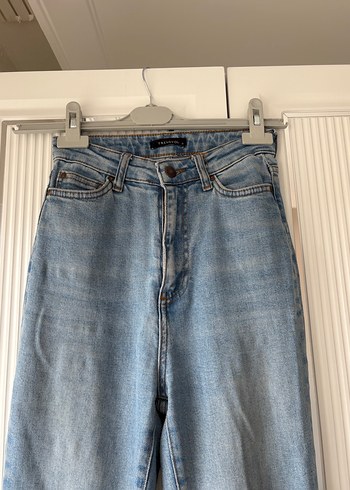 Kadın Mavi Bol Kesim Midi Kot Pantolon - Görsel 2