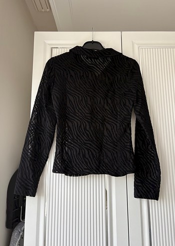 Zebra Desenli Siyah Fitted Transparan Gömlek - Görsel 4