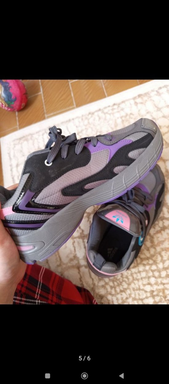 Adidas Bağcıklı Gri Mor Spor Ayakkabı - Görsel 3