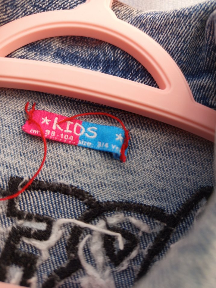 Nakışlı Düğmeli Kız Kot Ceketi - Görsel 3