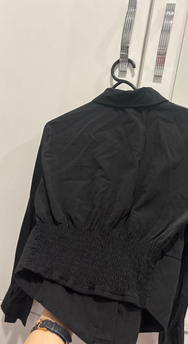 Düğmeli Siyah Korse Modelli Gömlek - Görsel 3