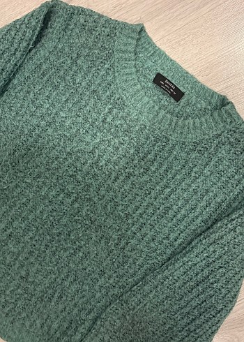 Kadın Turkuaz Örgü Salaş Triko Kazak - Görsel 5