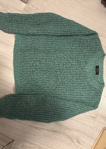 Kadın Turkuaz Örgü Salaş Triko Kazak - Görsel 4