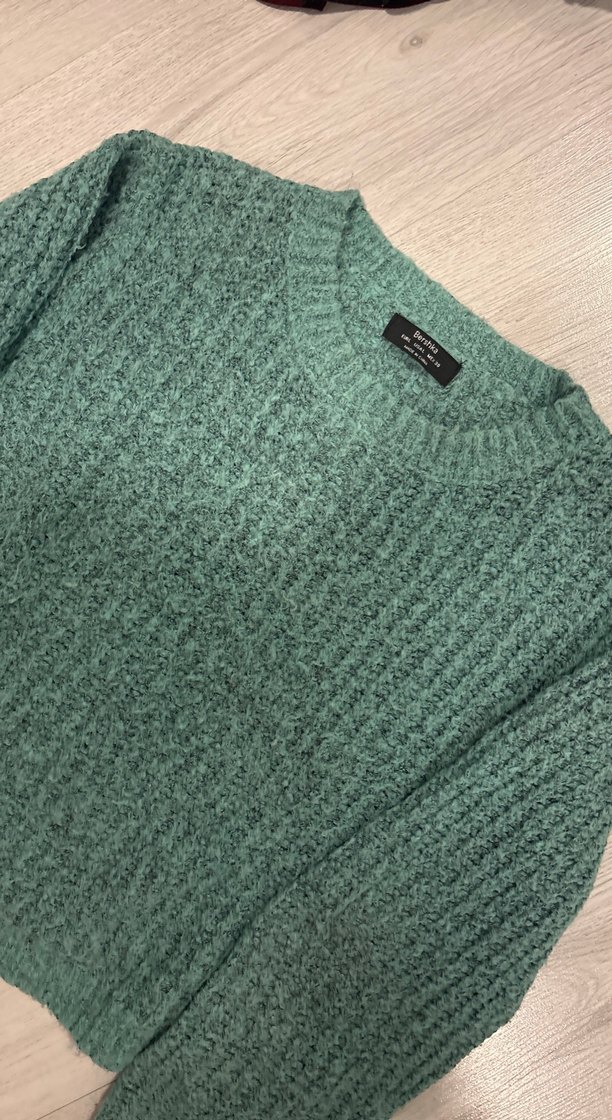 Kadın Turkuaz Örgü Salaş Triko Kazak - Görsel 5