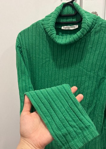 Yeşil Balıkçı Yaka Stradivarius Triko Kadın Kazak - Görsel 4