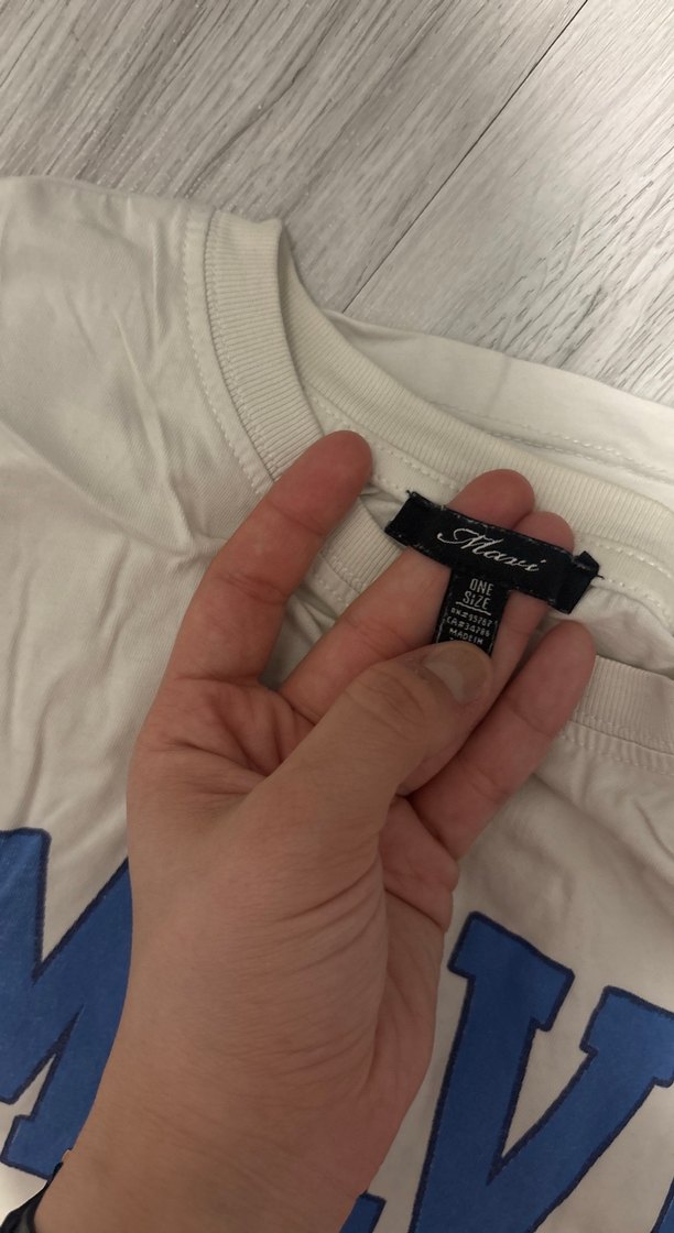 Mavi Baskılı Beyaz Tişört - Görsel 2