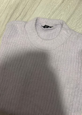 Lila Kadın Yumuşak Triko Bisiklet Yaka Kazak - Görsel 2