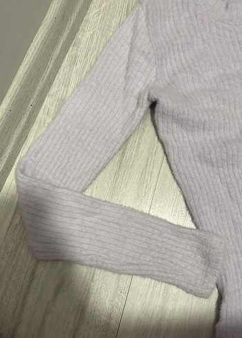 Lila Kadın Yumuşak Triko Bisiklet Yaka Kazak - Görsel 4