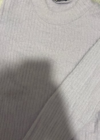 Lila Kadın Yumuşak Triko Bisiklet Yaka Kazak - Görsel 3