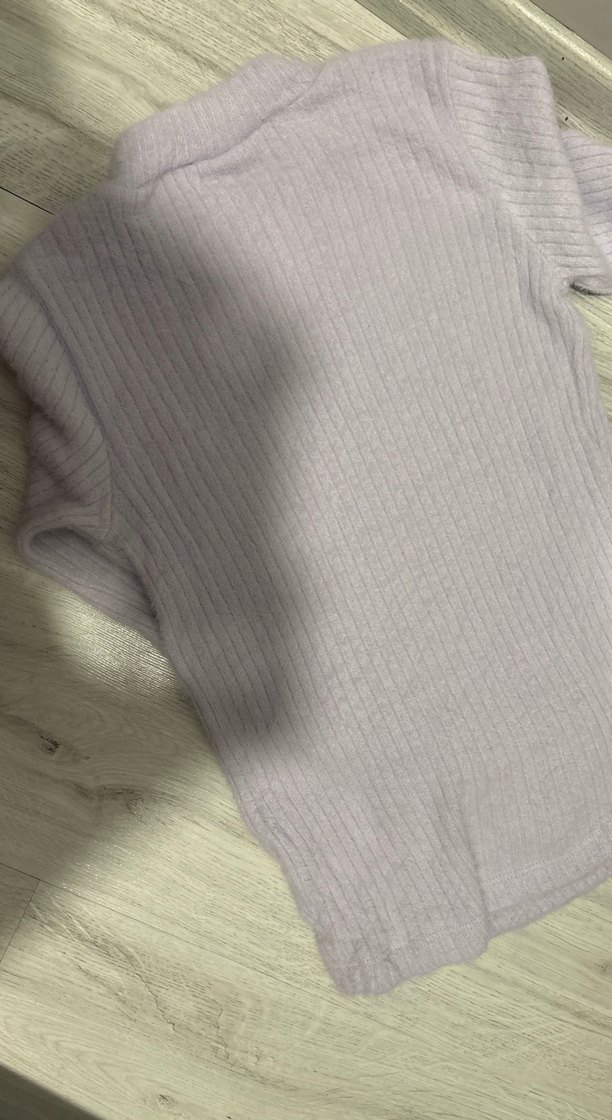 Lila Kadın Yumuşak Triko Bisiklet Yaka Kazak - Görsel 5