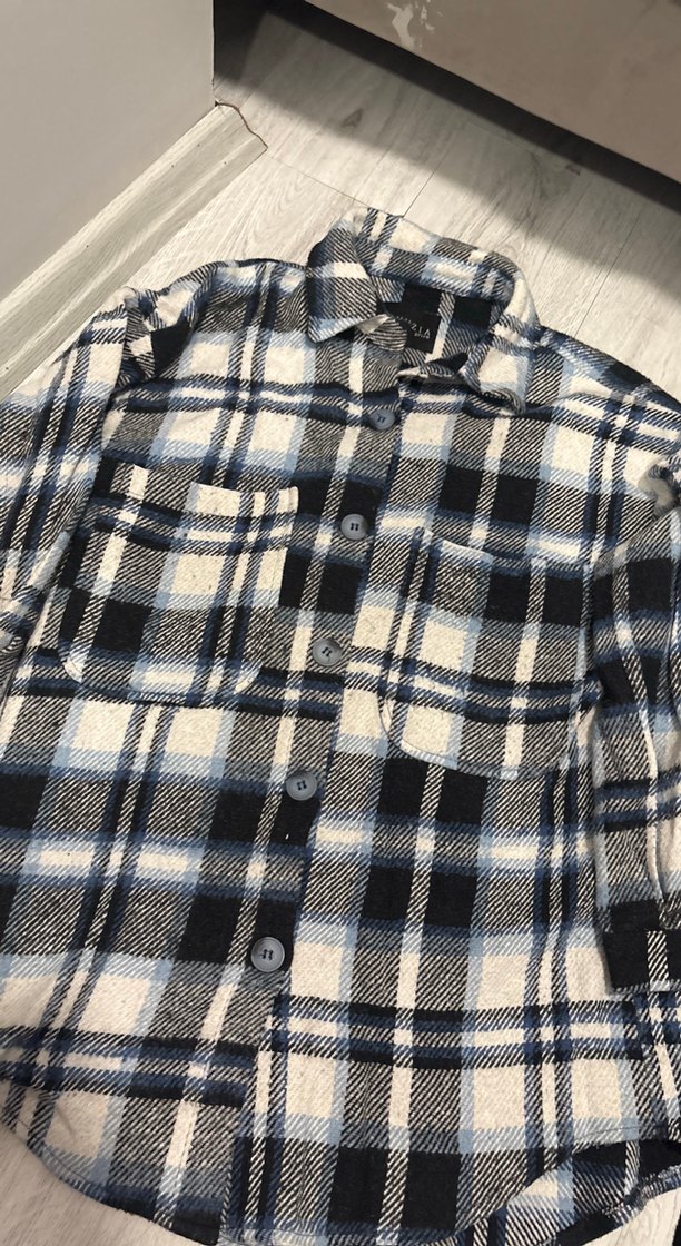 Gri Ekose Düğmeli Kadın Oduncu Gömleği - Görsel 3