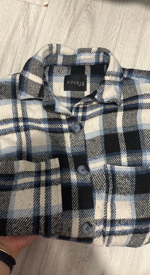 Gri Ekose Düğmeli Kadın Oduncu Gömleği - Görsel 2