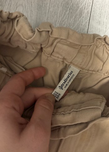 Bej Düğmeli Keten Rahat Kesim Kadın Pantolon - Görsel 4