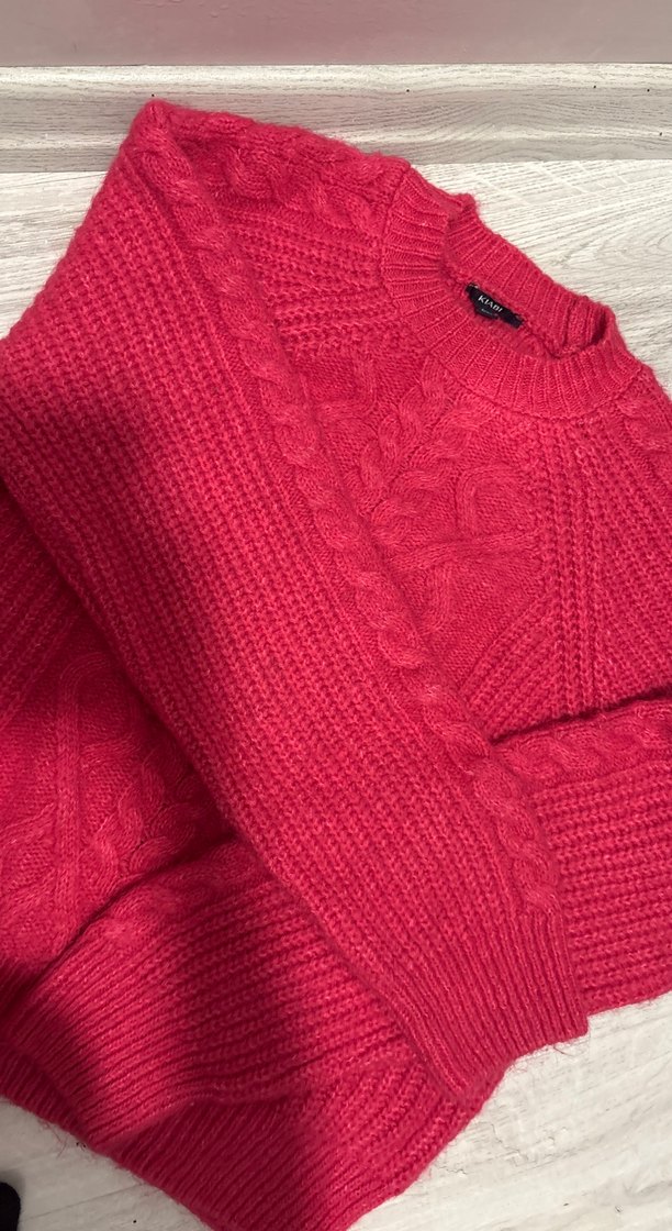 Pembe Kadın Triko Kazak, Bohem Stil - Görsel 4