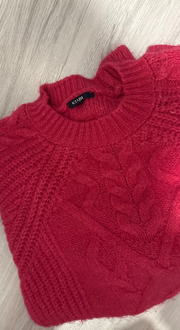 Pembe Kadın Triko Kazak, Bohem Stil - Görsel 2