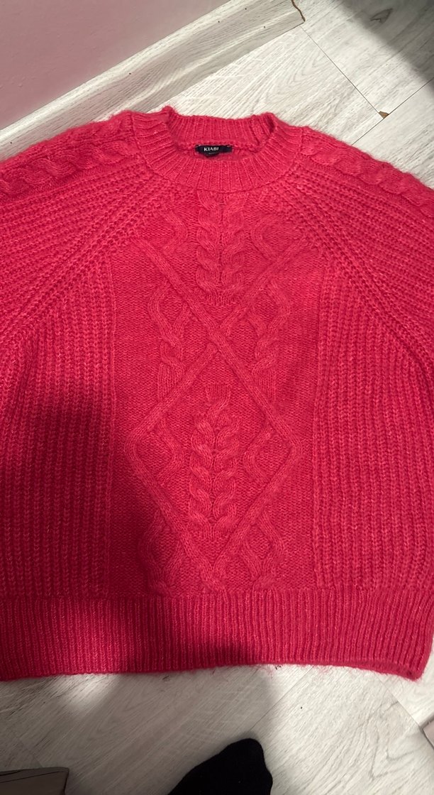 Pembe Kadın Triko Kazak, Bohem Stil - Görsel 5