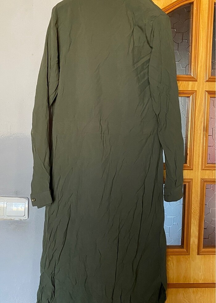 Haki Midi Gömlek Elbise - Görsel 2