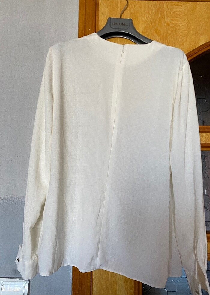 Fermuarlı Krem Rengi Gömlek - Görsel 2