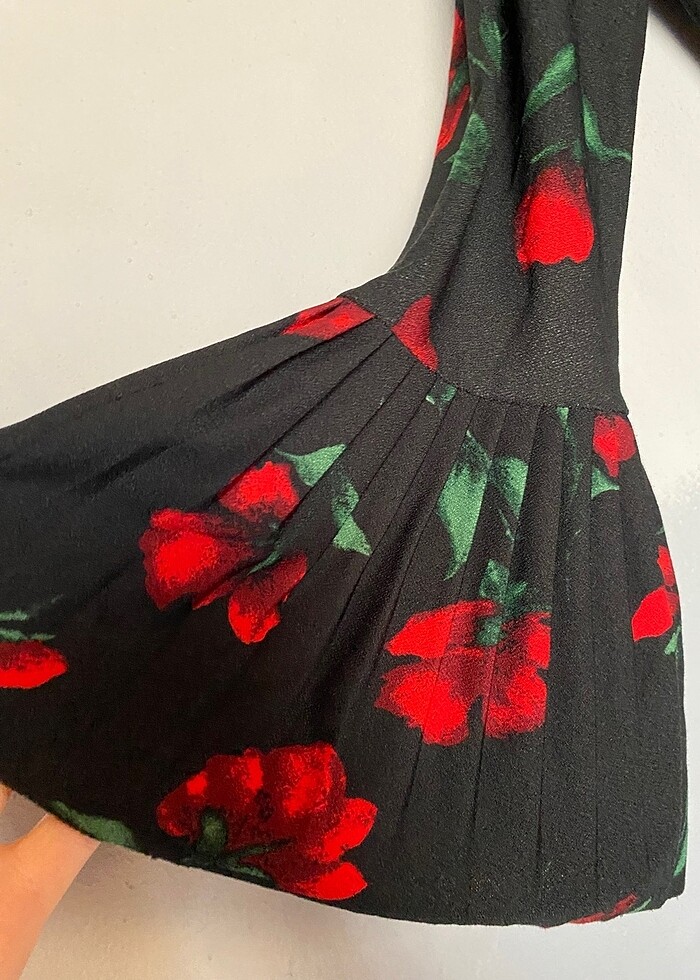 Çiçek Desenli Midi Elbise - Görsel 5