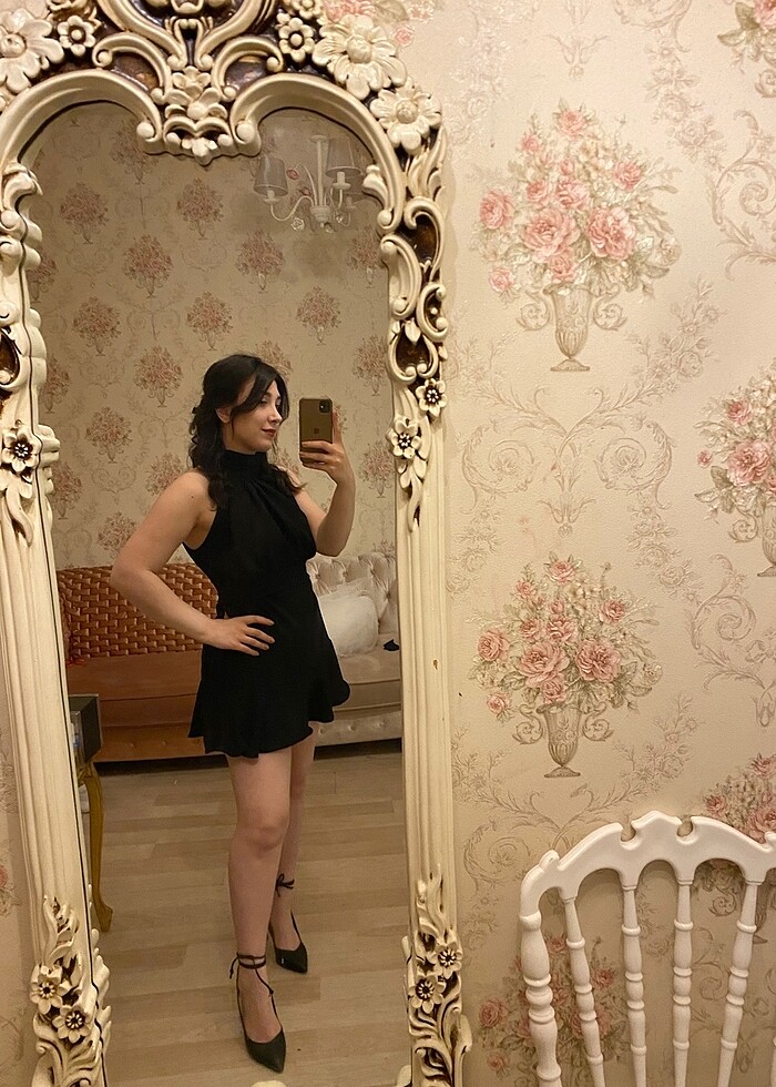 Trendyolmilla Boyundan düğmeli Siyah Elbise - Görsel 3