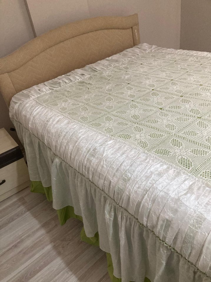 EL YAPIMI  ÇİFT KİŞİLİK DANTEL YATAK ÖRTÜSÜ - Görsel 3