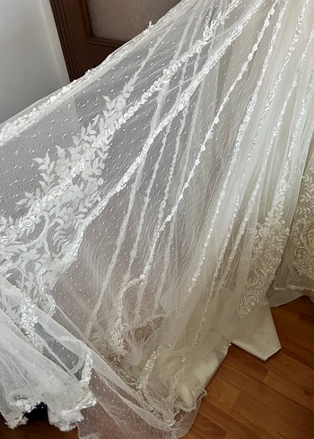 Dantel İşlemeli Uzun Kollu Balık Gelinlik - Görsel 8