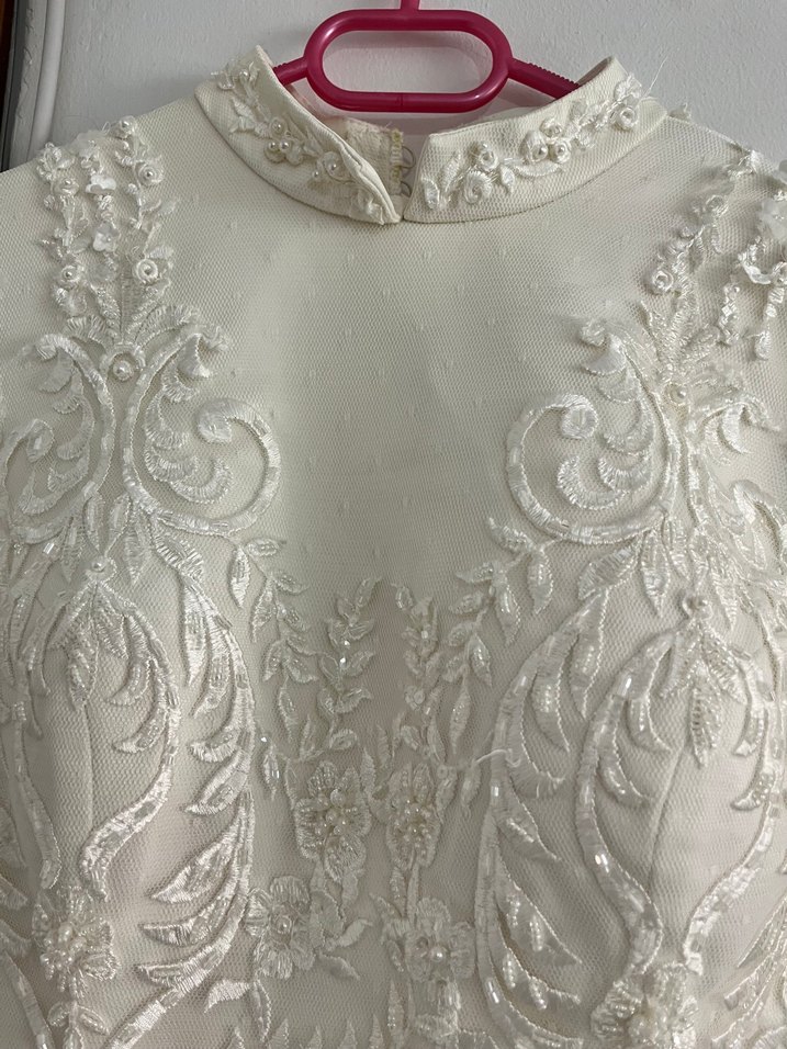 Dantel İşlemeli Uzun Kollu Balık Gelinlik - Görsel 2