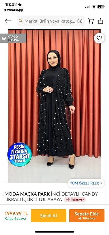 İncili tül abaya