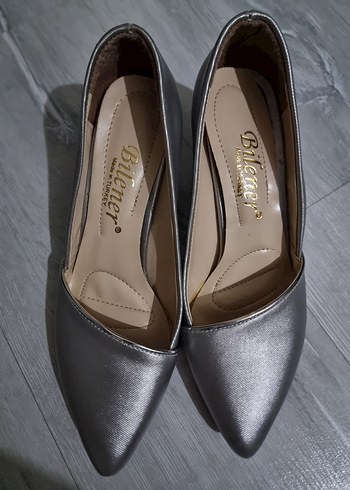 Gri Stiletto Topuklu Kadın Abiye Ayakkabı