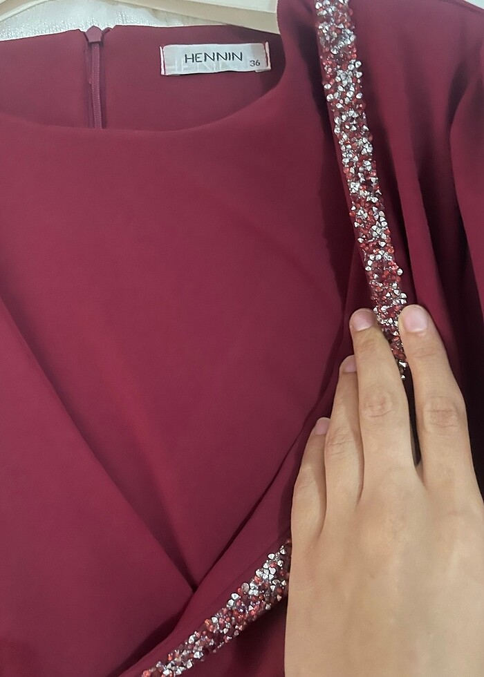 Bordo elbıse sık - Görsel 2