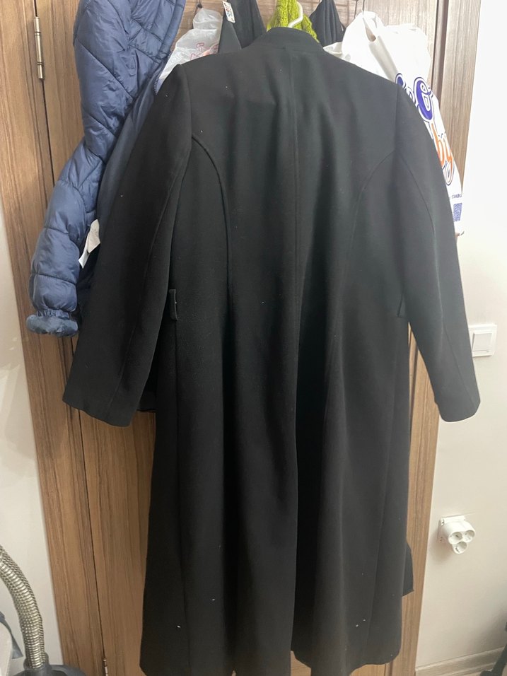 Siyah Deri Uzun Kadın Kaban - Görsel 3