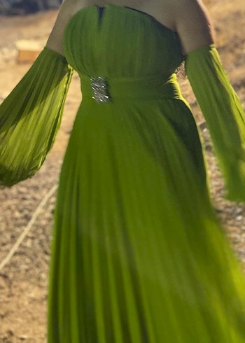 Pierre Cardin Carmen Fıstık Yeşili Uzun Sifon Abiye