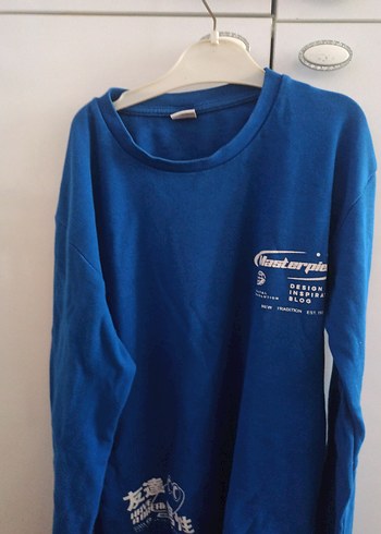 Mavi Baskılı Erkek Sweatshirt - Görsel 2