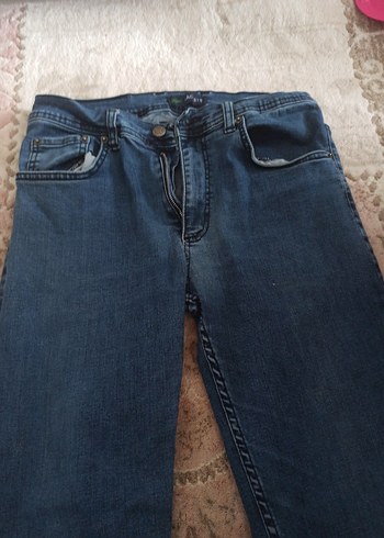 Mavi Kot Pantolon, Kemerli, Rahat Kesim - Görsel 2