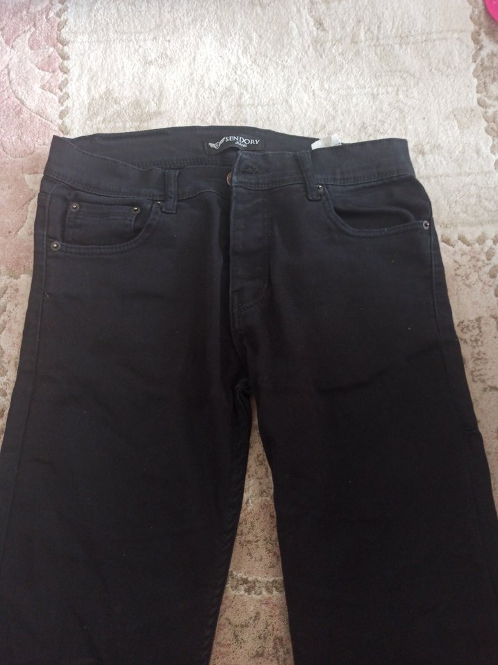 Düğmeli Siyah Erkek Kot Pantolon - Görsel 2