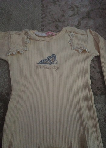 Kız Çocuk Bej Uzun Kollu Triko Bluz - Görsel 2