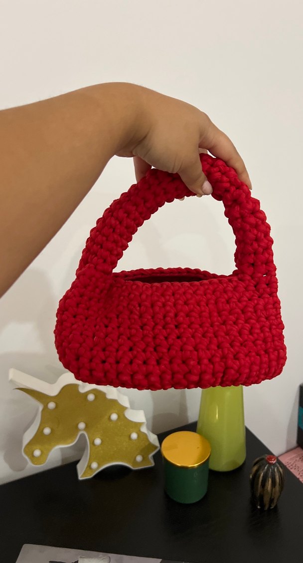 Kırmızı Örgü Kadın Çanta - Görsel 4