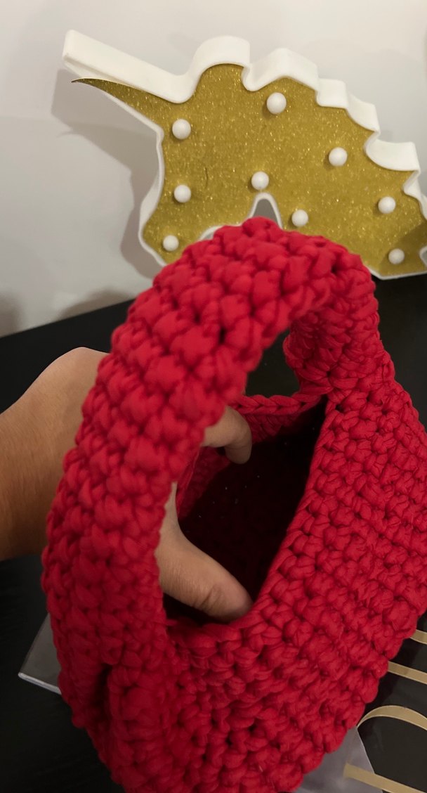 Kırmızı Örgü Kadın Çanta - Görsel 3