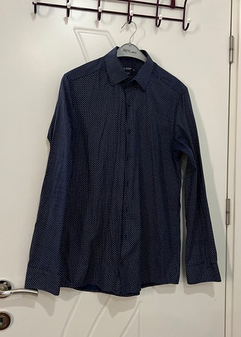 Erkek Uzun Kollu Lacivert Düğmeli Gömlek - Görsel 6