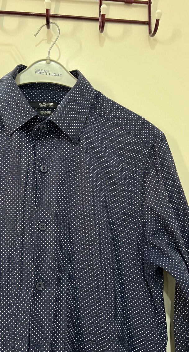 Erkek Uzun Kollu Lacivert Düğmeli Gömlek - Görsel 3