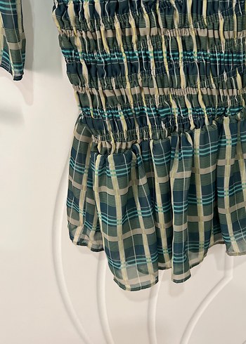 Bohem Mini Uzun Kollu Pilili Elbise - Görsel 5