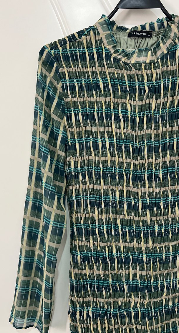 Bohem Mini Uzun Kollu Pilili Elbise - Görsel 3