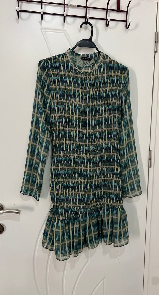 Bohem Mini Uzun Kollu Pilili Elbise - Görsel 2