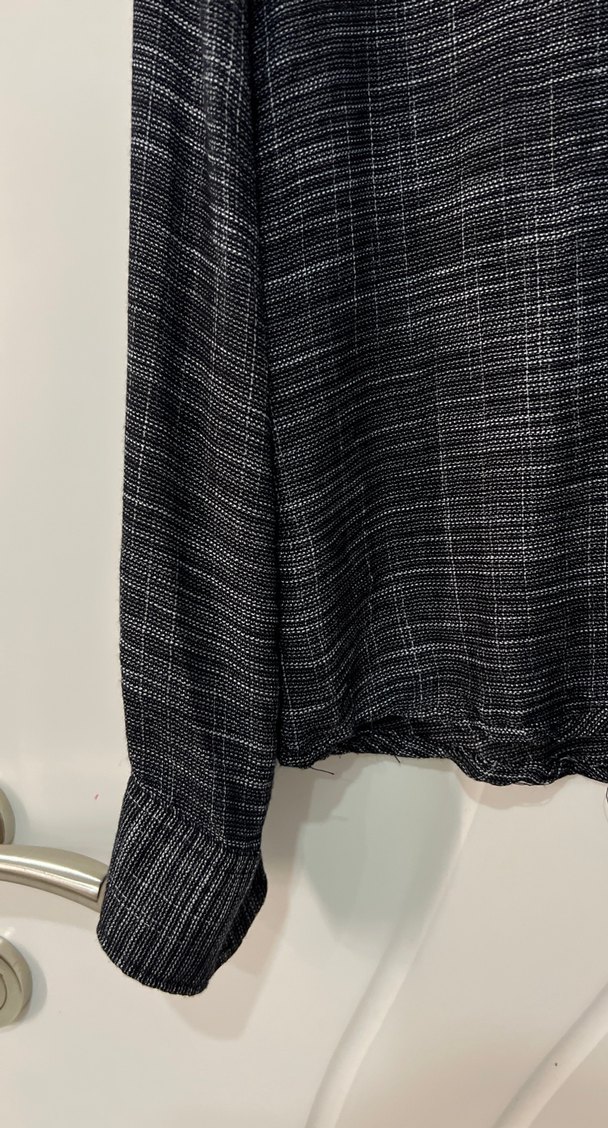 Erkek Siyah Uzun Kollu Keten Gömlek - Görsel 3