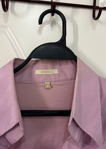 Pembe Uzun Kollu Düğmeli Kadın Gömlek - Görsel 2