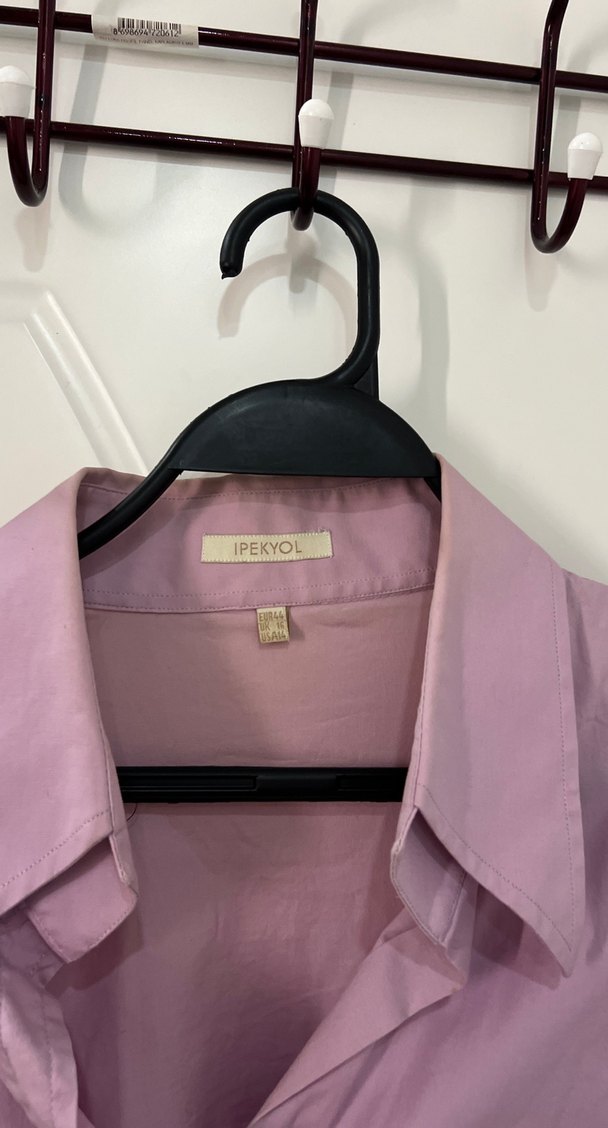 Pembe Uzun Kollu Düğmeli Kadın Gömlek - Görsel 2