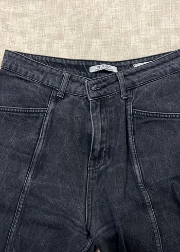 Siyah Kadın Denim Pantolon, Normal Boy, Kemerli - Görsel 3