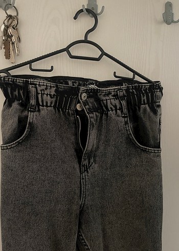 Gri Bol Kesim Kadın Midi Kot Pantolon - Görsel 3