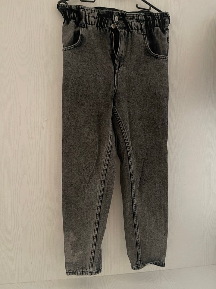 Gri Bol Kesim Kadın Midi Kot Pantolon - Görsel 2